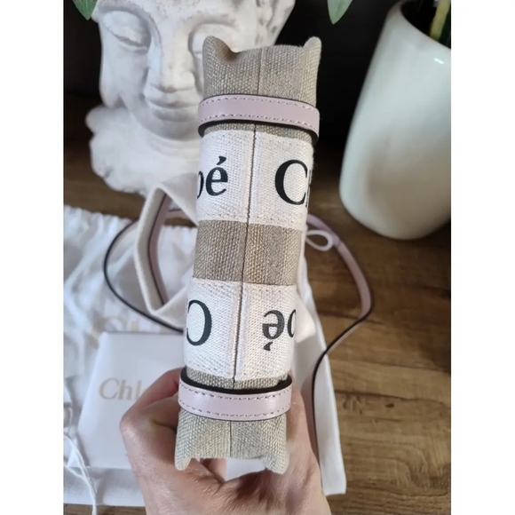 Chloé Mini Woody Logo Strap Canvas Tote - Picture 5 of 7
